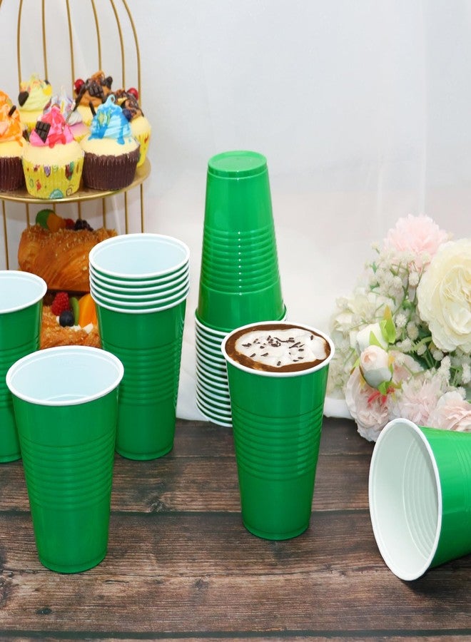 BONSINY 200 Count Green Plastic Cups - Green Disposable Cups for Party Birthday Picnics St Patricks Day (16 oz) - Image 5